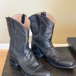 Men's Black Leather Tecova 1007 Western Cowboy Boots